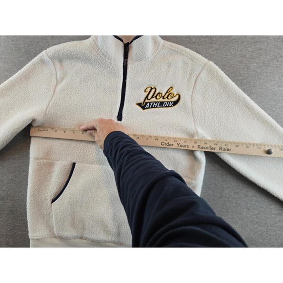 Polo Ralph Lauren Fleece Quarter Zip Youth Large 14-16 Polar White Sweatshirt - Picture 8 of 14